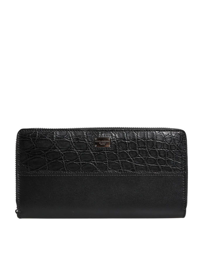 Dolce & Gabbana Black Leather Logo Plaque Zip Around Continental Wallet Dolce & Gabbana