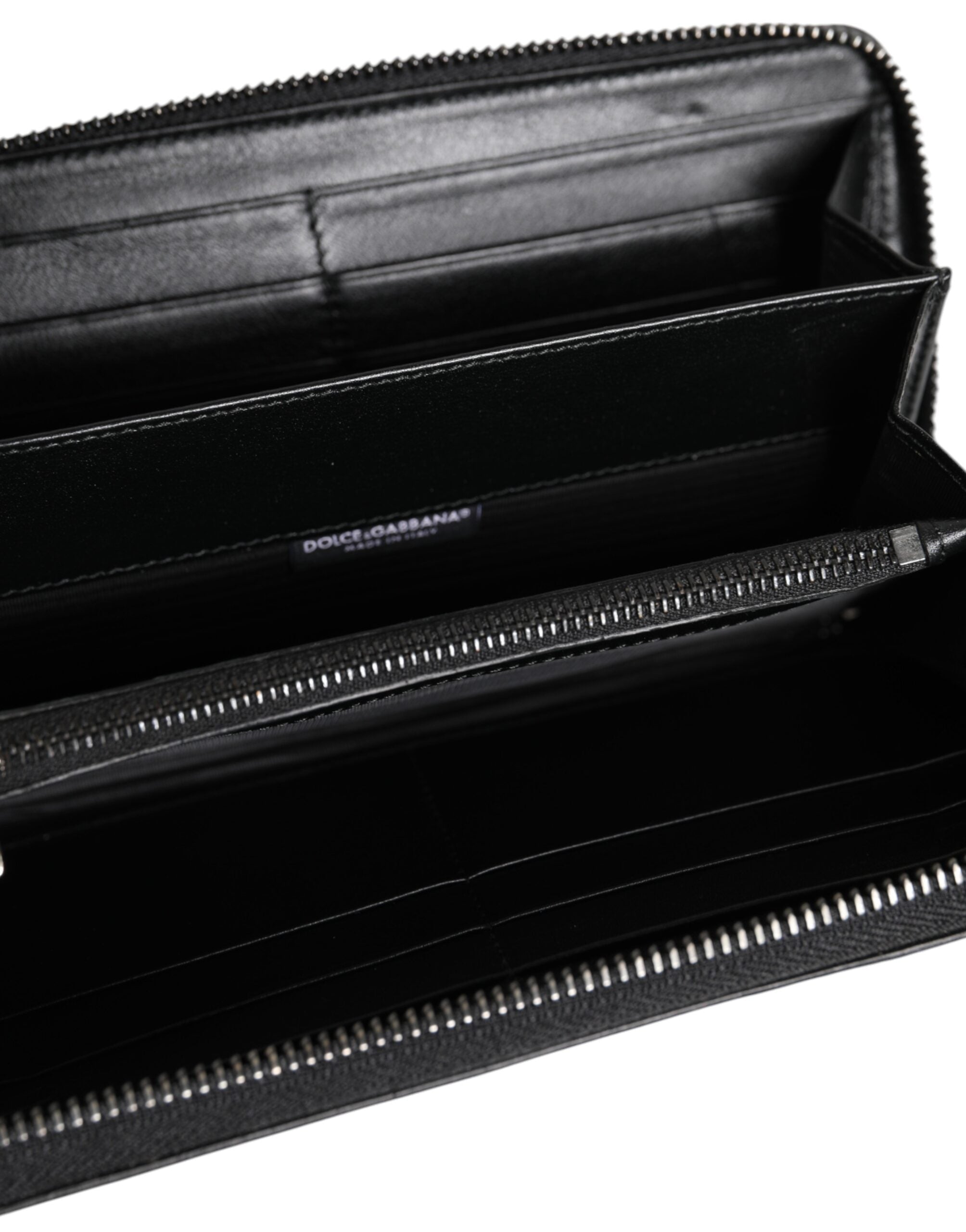 Dolce & Gabbana Black Leather Logo Plaque Zip Around Continental Wallet Dolce & Gabbana