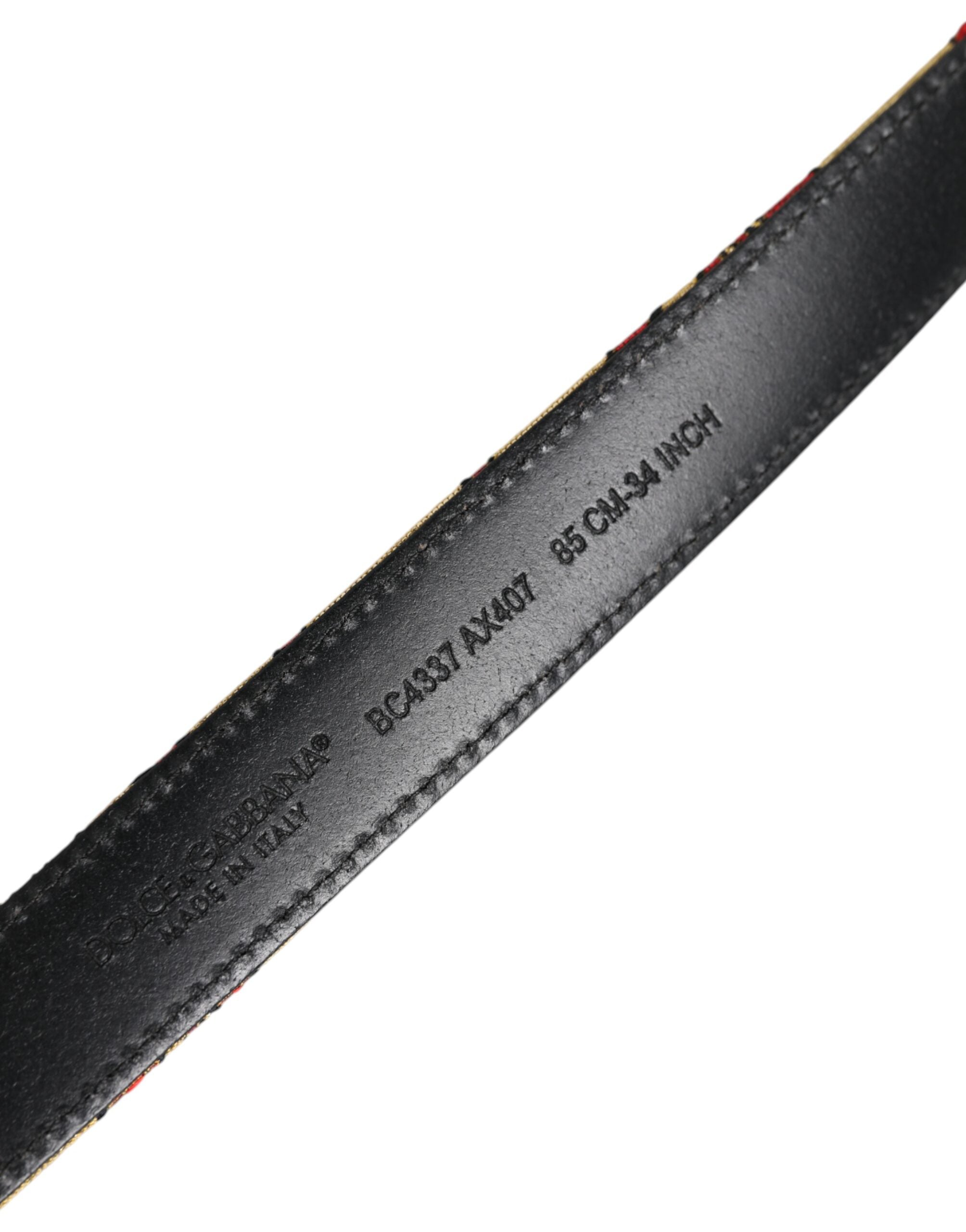 Dolce & Gabbana Gold Floral Jacquard Silver Metal Buckle Belt Dolce & Gabbana