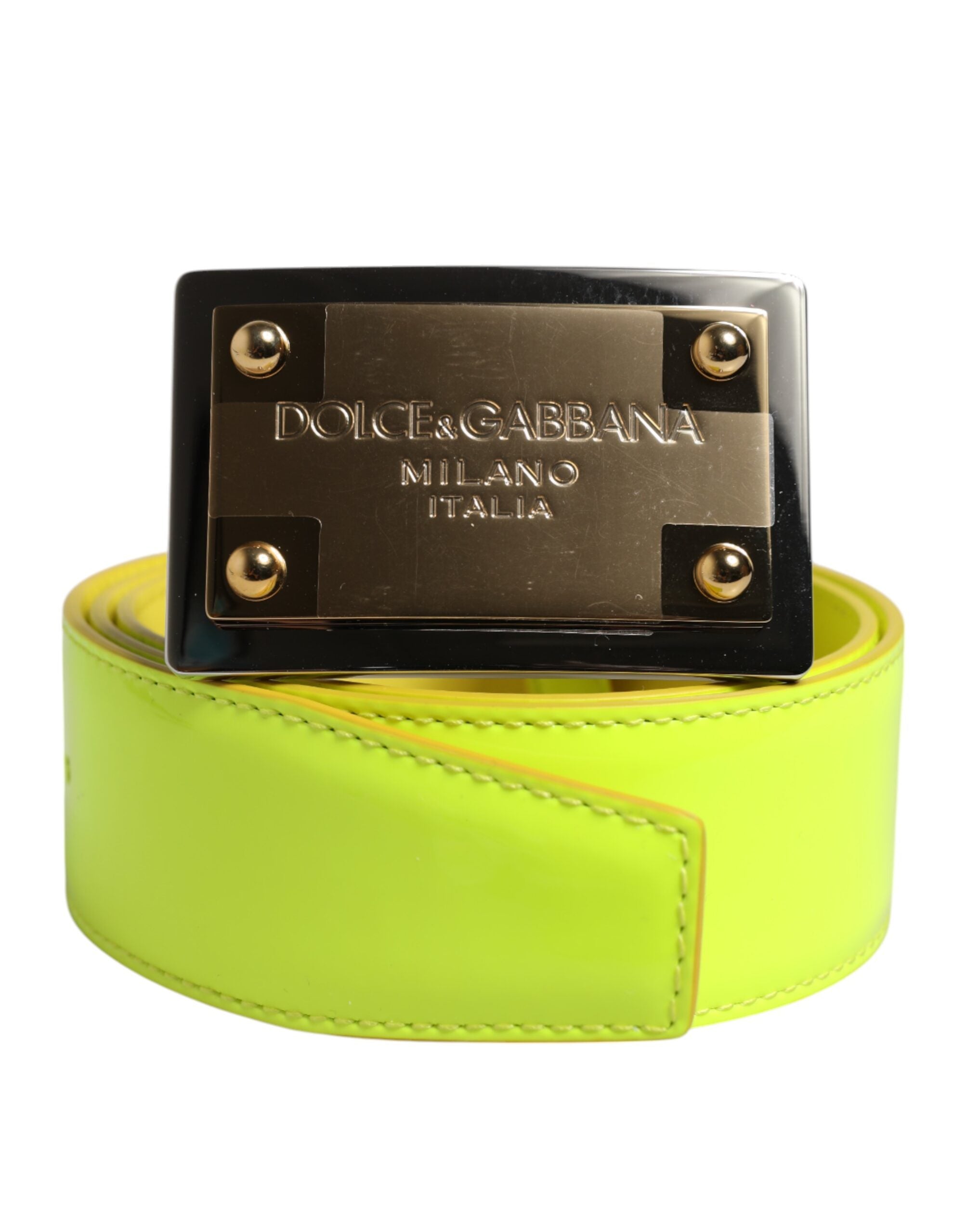 Dolce & Gabbana Yellow Green Classic Metal Logo Buckle Belt Dolce & Gabbana