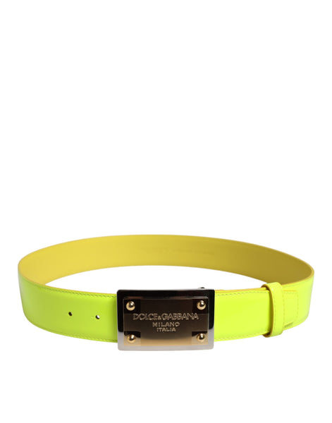 Dolce & Gabbana Yellow Green Classic Metal Logo Buckle Belt Dolce & Gabbana