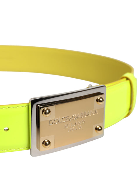 Dolce & Gabbana Yellow Green Classic Metal Logo Buckle Belt Dolce & Gabbana