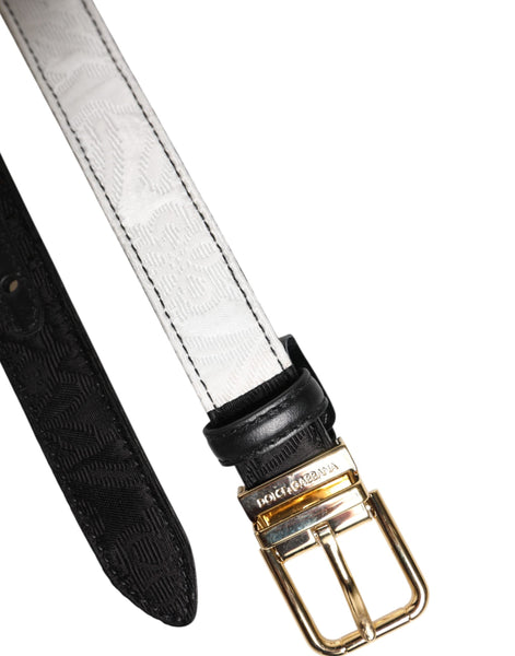 Dolce & Gabbana Black White Patchwork Gold Metal Buckle Belt Dolce & Gabbana
