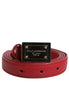 Dolce & Gabbana Red Leather Square Metal Buckle Cintura Belt Dolce & Gabbana