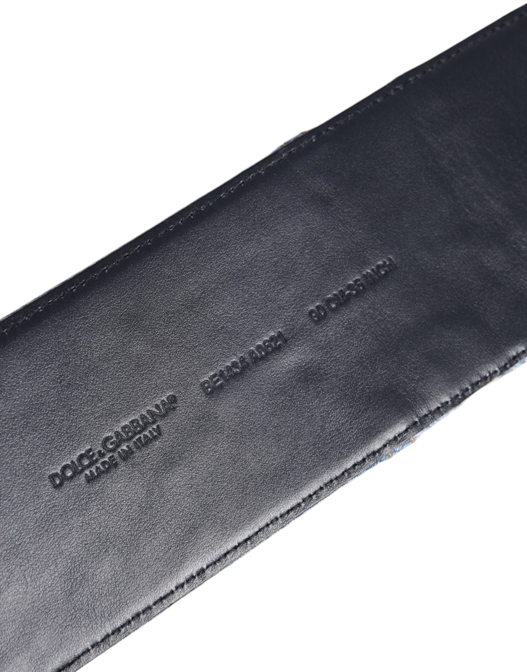 Dolce & Gabbana Two Tone Blue Denim Gold Metal Buckle Belt Dolce & Gabbana