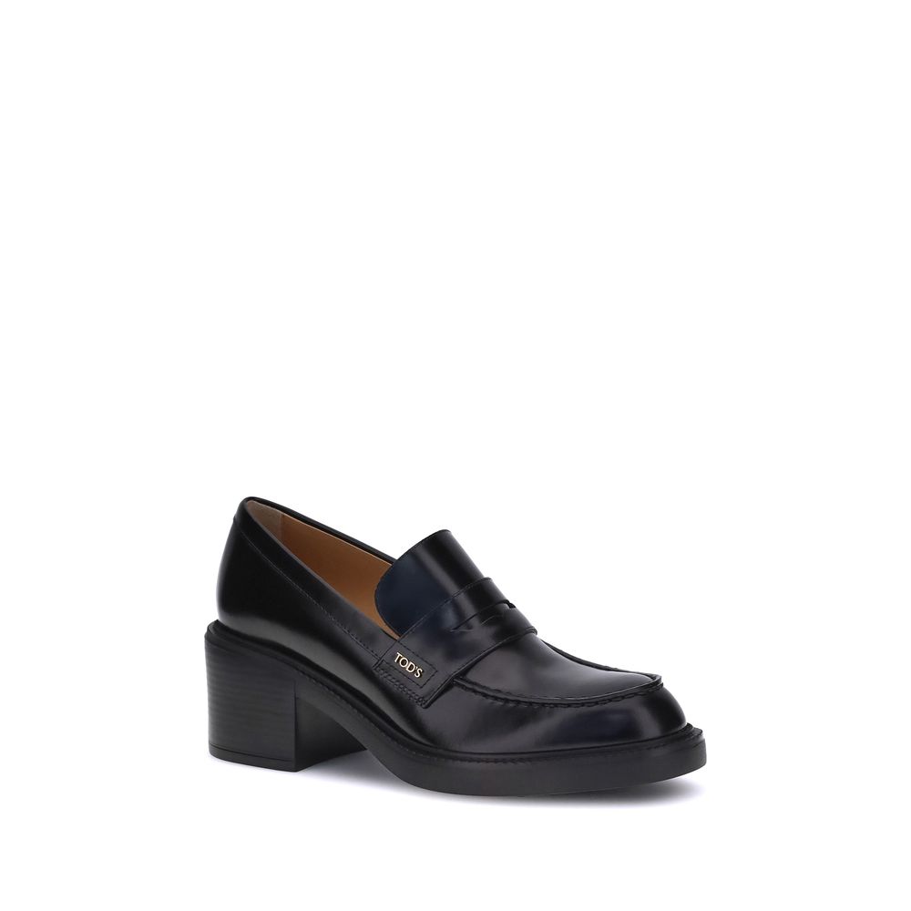 Tod's Black Calf Leather Bos Taurus Platform Loafers Tod's