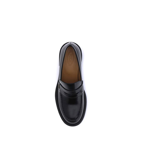 Tod's Black Calf Leather Bos Taurus Platform Loafers Tod's