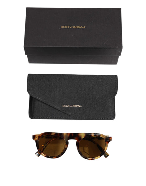 Dolce & Gabbana Brown Acetate Round Leopard Print Eyewear Sunglasses Dolce & Gabbana