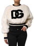 Dolce & Gabbana White Cropped Faux Fur DG Sweatshirt Sweater Dolce & Gabbana