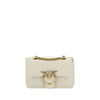 PINKO White Calf Leather Bos Taurus Shoulder Bag
