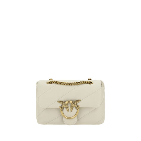 PINKO White Calf Leather Bos Taurus Shoulder Bag