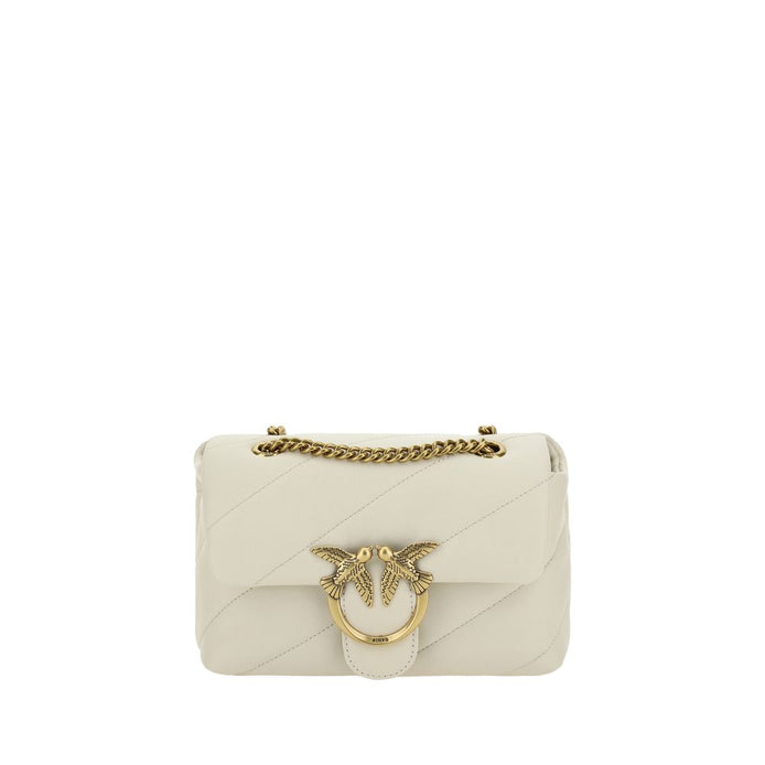 PINKO White Calf Leather Bos Taurus Shoulder Bag