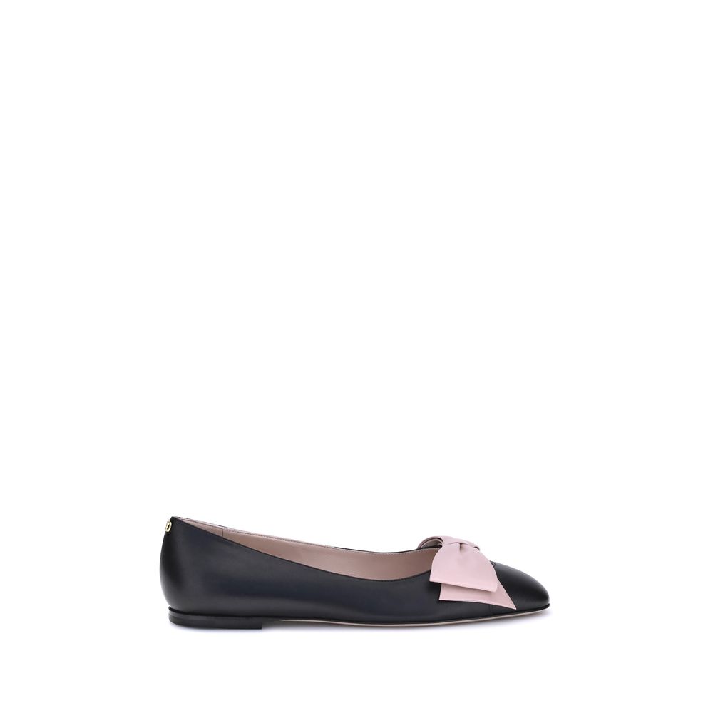 Valentino Garavani Black Calf Leather Bos Taurus Ballet Flats Valentino Garavani