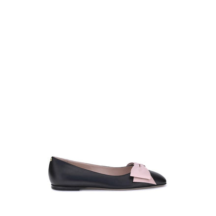 Valentino Garavani Black Calf Leather Bos Taurus Ballet Flats Valentino Garavani