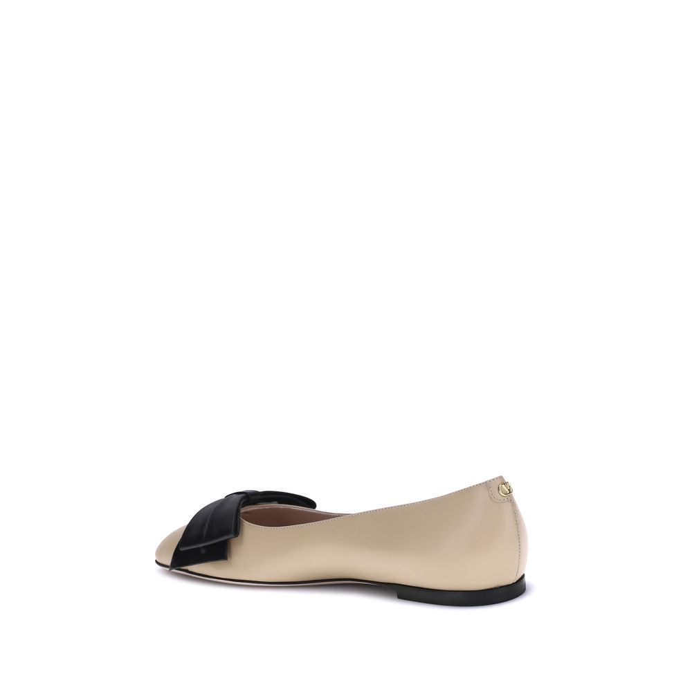 Valentino Garavani Brown Calf Leather Bos Taurus Ballet Flats Valentino Garavani