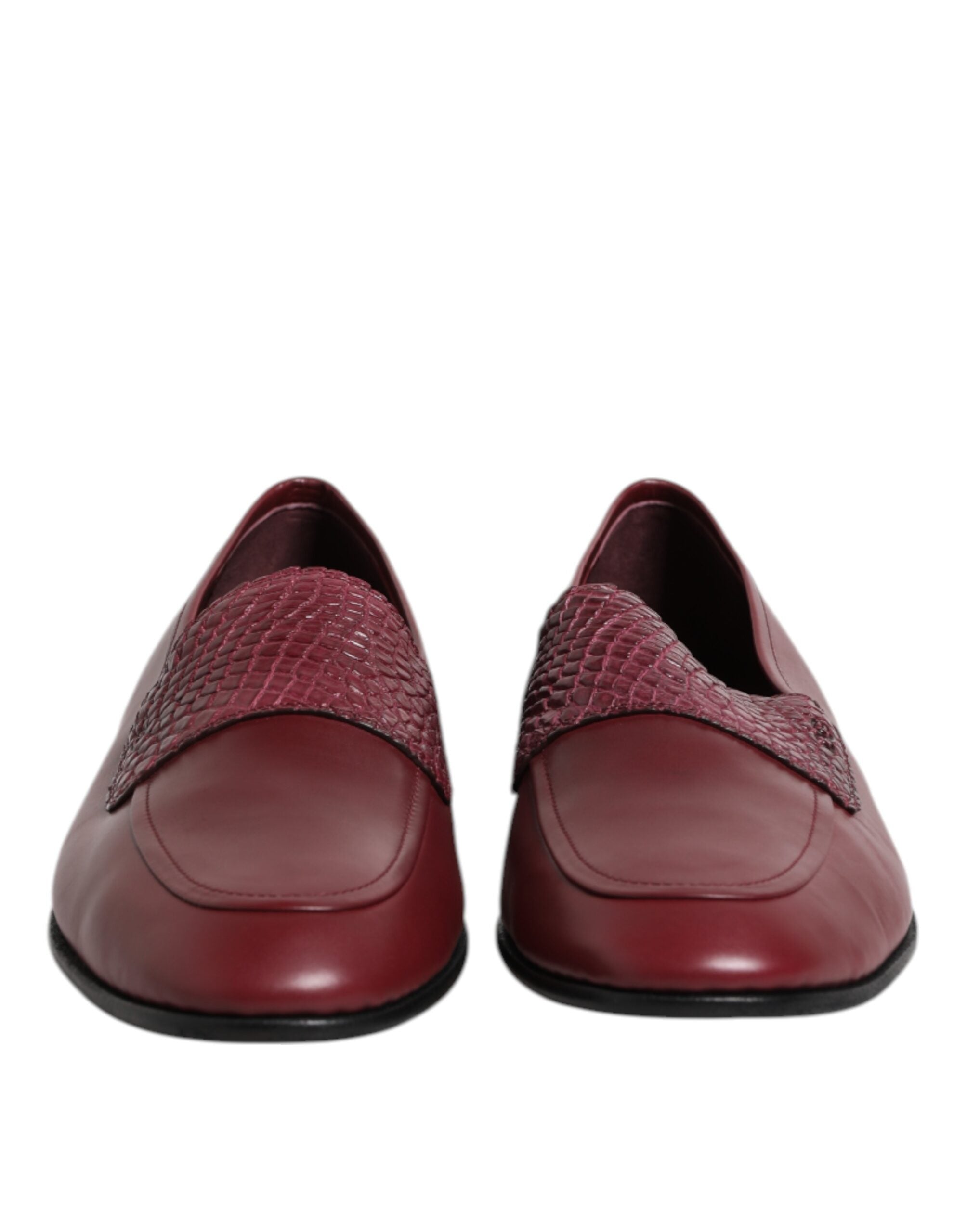 Dolce & Gabbana Burgundy Calfskin Leather Formal Slip On Shoes Dolce & Gabbana