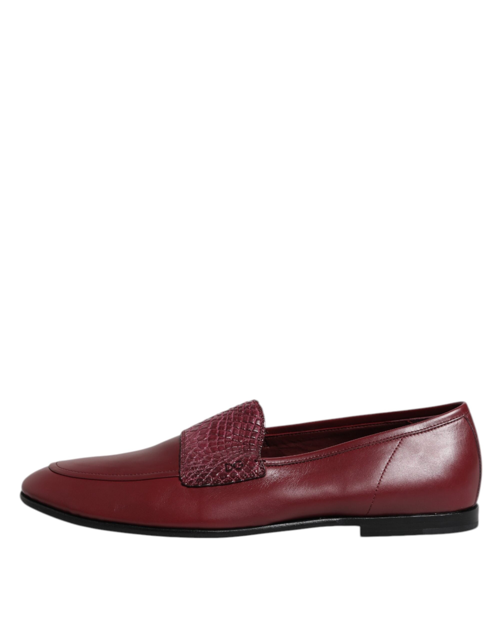 Dolce & Gabbana Burgundy Calfskin Leather Formal Slip On Shoes Dolce & Gabbana
