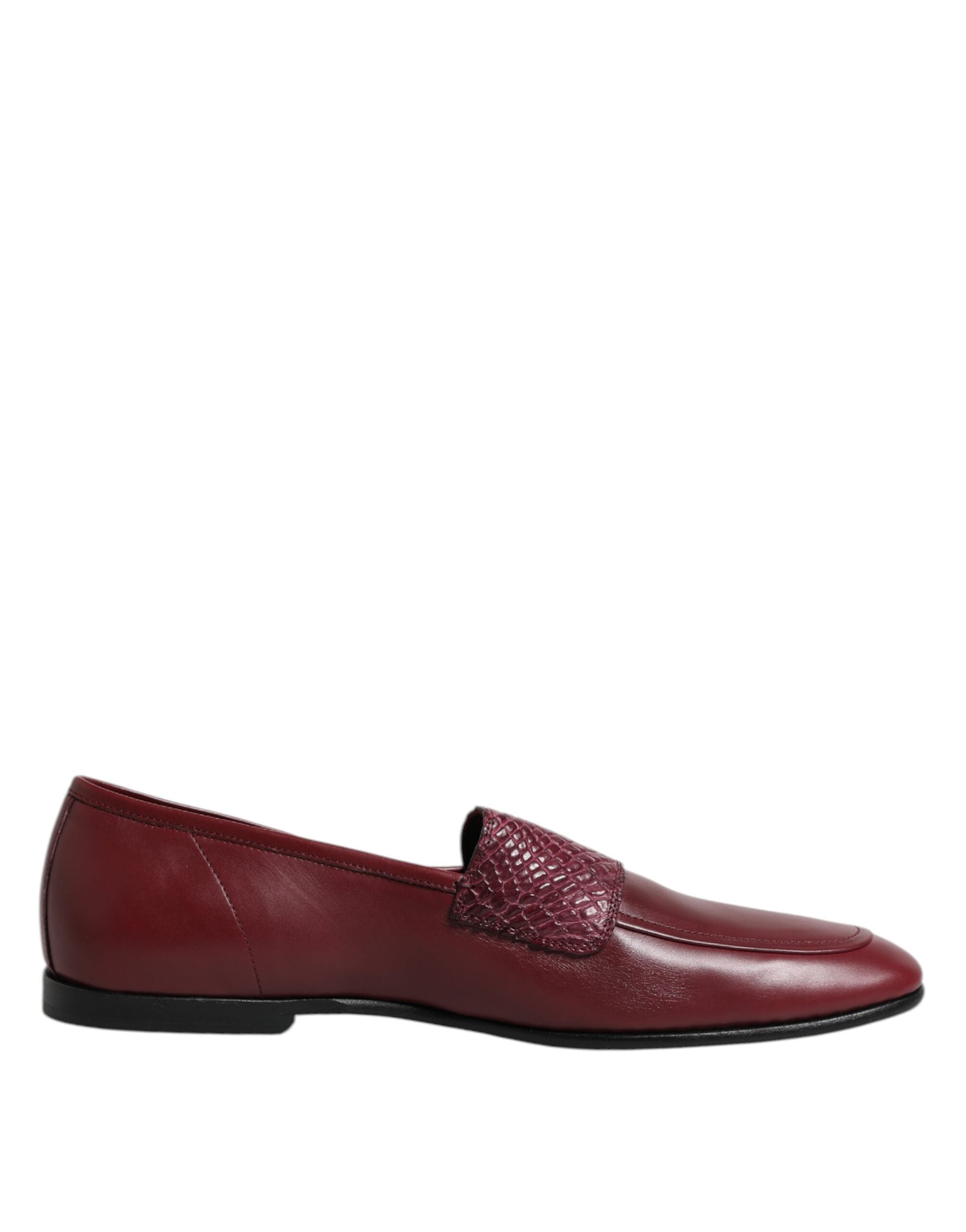 Dolce & Gabbana Burgundy Calfskin Leather Formal Slip On Shoes Dolce & Gabbana
