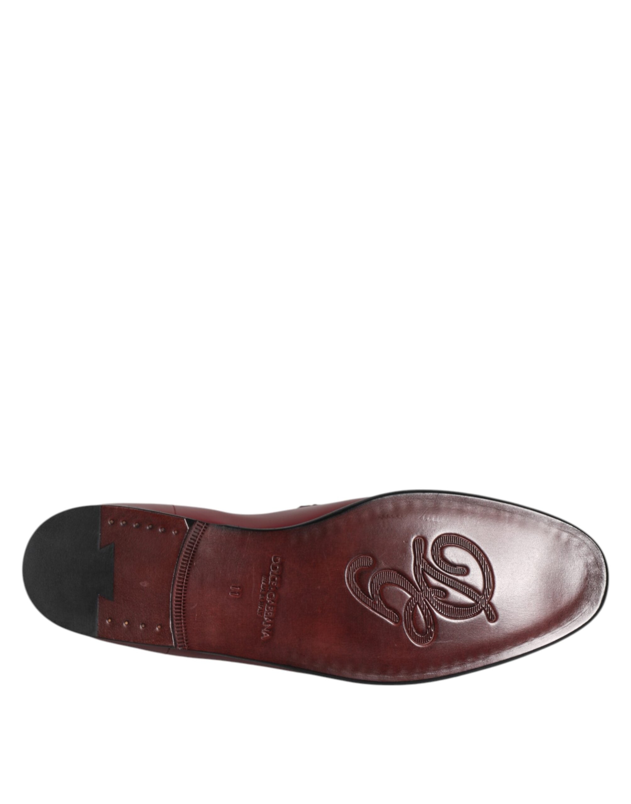Dolce & Gabbana Burgundy Calfskin Leather Formal Slip On Shoes Dolce & Gabbana
