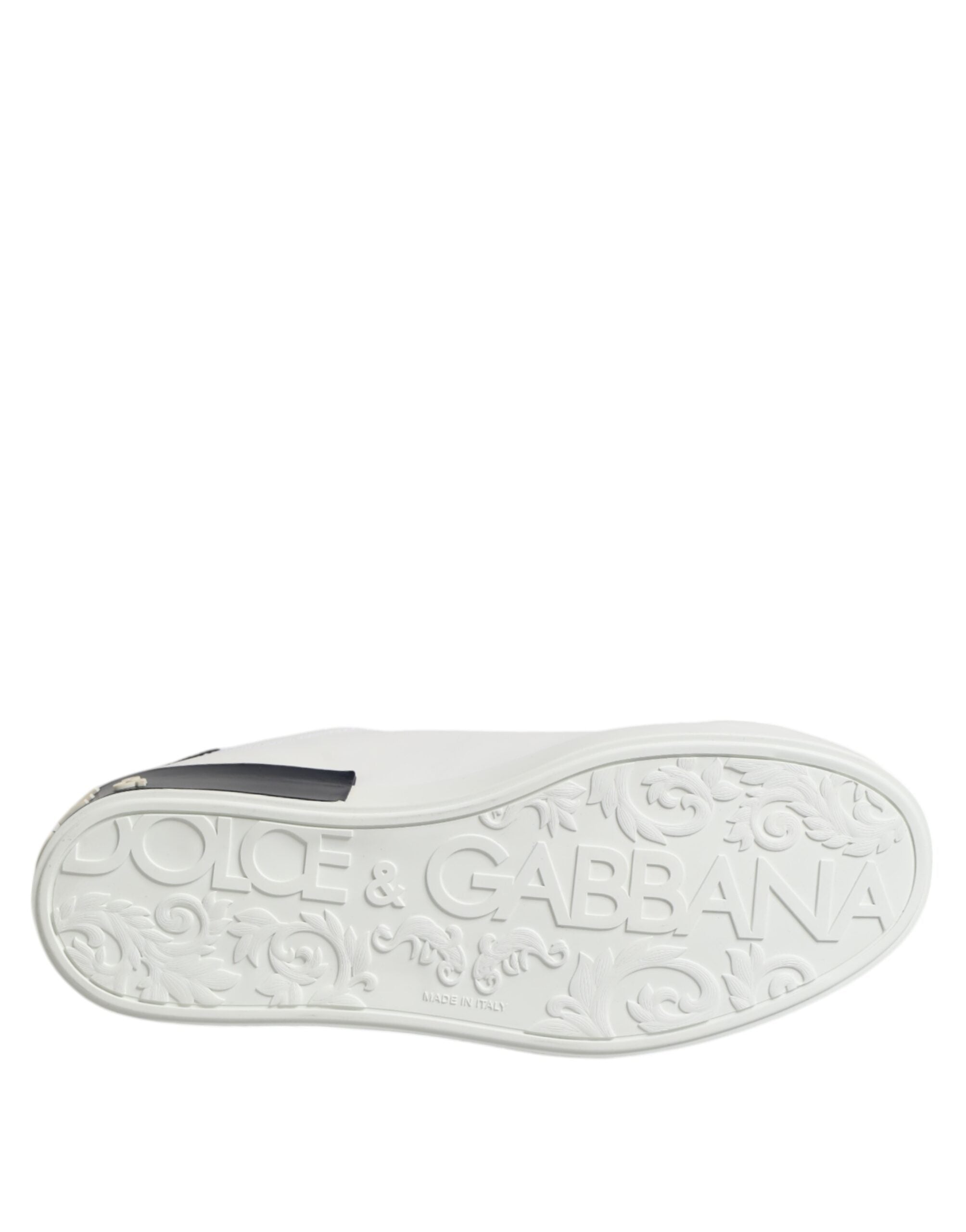 Dolce & Gabbana White Black Leather Portofino Sneaker Shoes Dolce & Gabbana