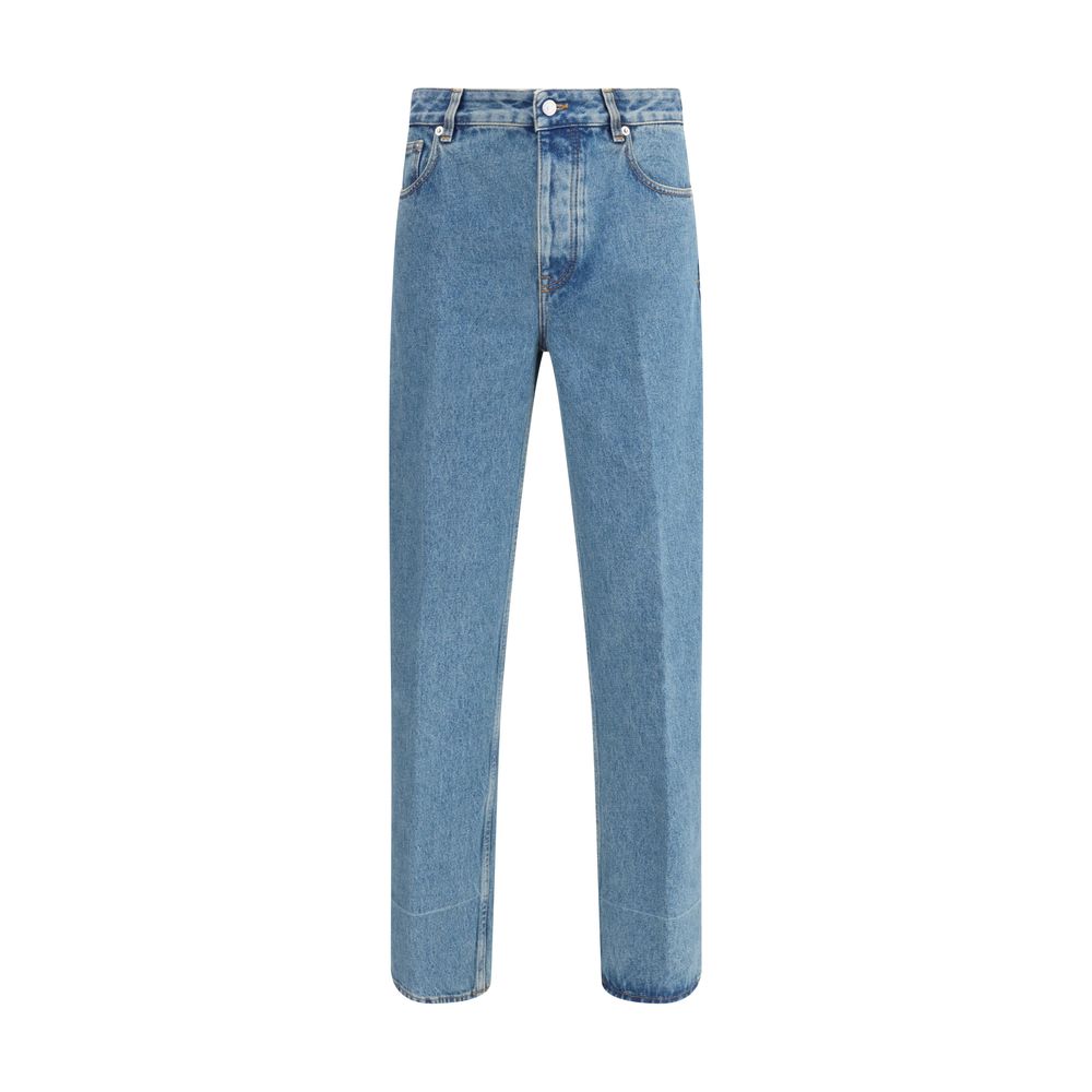 Valentino Blue Cotton Straight-Leg Jeans Valentino