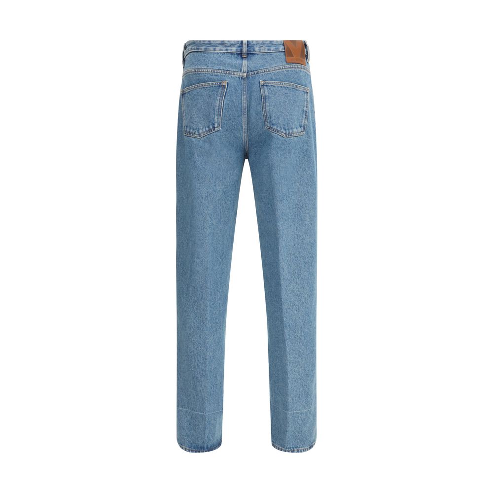 Valentino Blue Cotton Straight-Leg Jeans Valentino