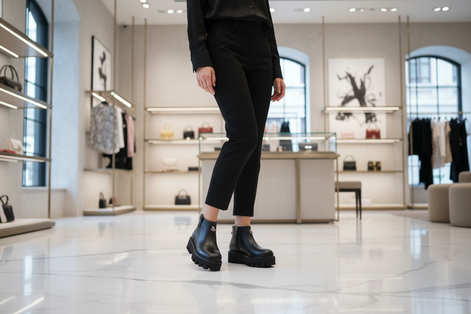 Alexander McQueen Bos Taurus Stiefeletten aus schwarzem Kalbsleder