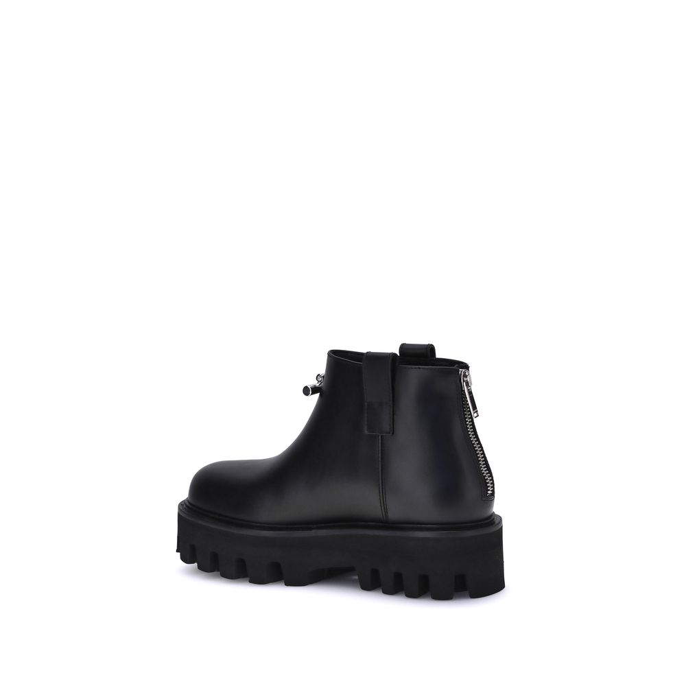 Alexander McQueen Black Calf Leather Bos Taurus Ankle Boots Alexander McQueen