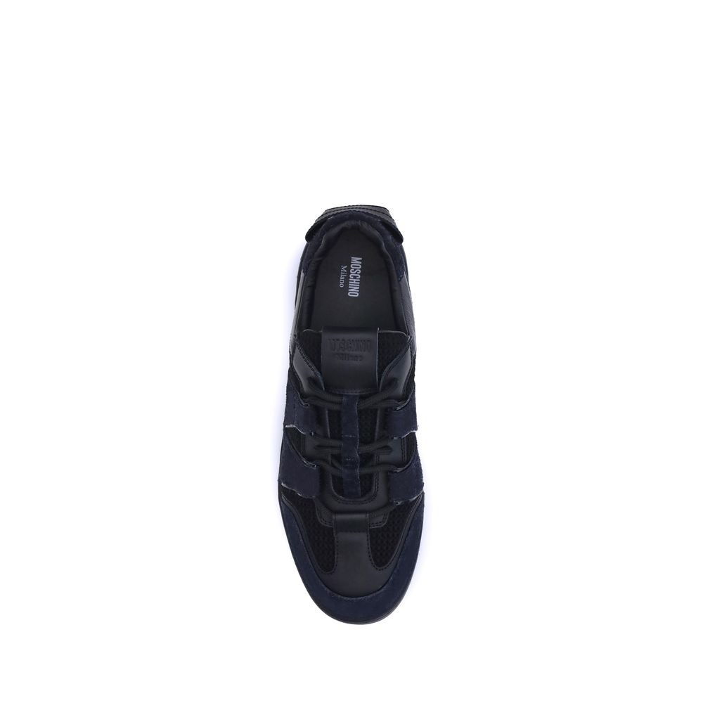 Moschino Black Calf Leather Bos Taurus Athletic Sneakers Moschino