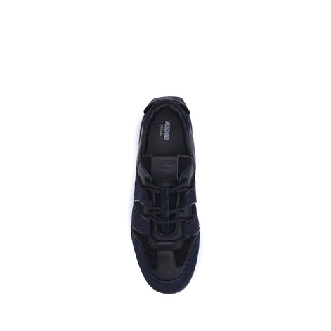 Moschino Black Calf Leather Bos Taurus Athletic Sneakers Moschino