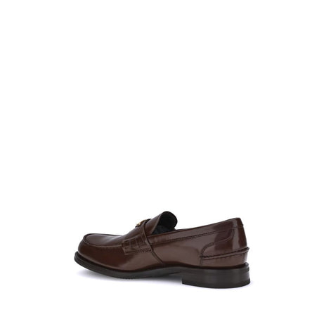 Prada Brown Calf Leather Bos Taurus Slip-On Loafers Prada