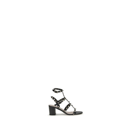 Valentino Garavani Black Calf Leather Bos Taurus Platform Sandals Valentino Garavani