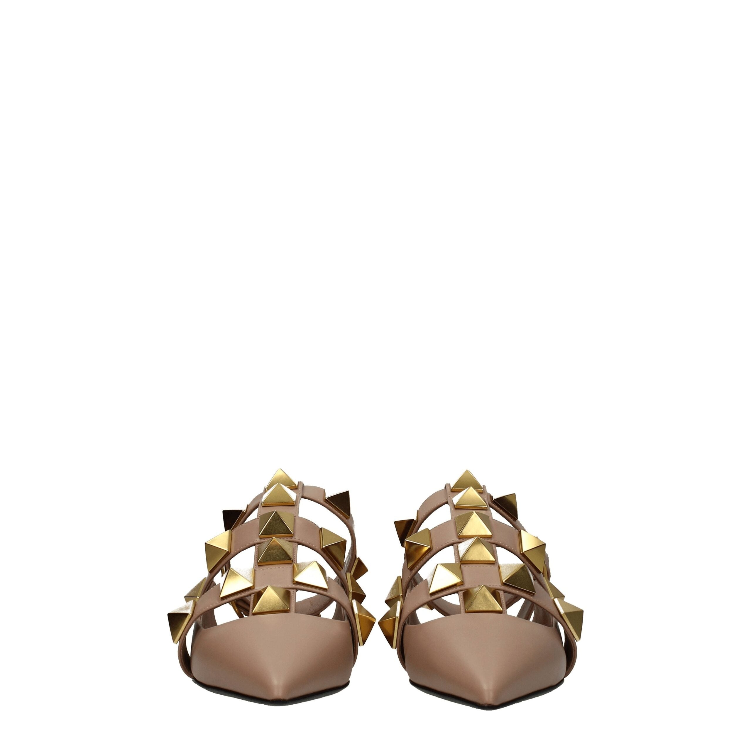 Valentino Garavani Pink Leather Flat Sandals Valentino Garavani