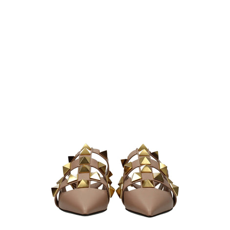 Valentino Garavani Pink Leather Flat Sandals Valentino Garavani