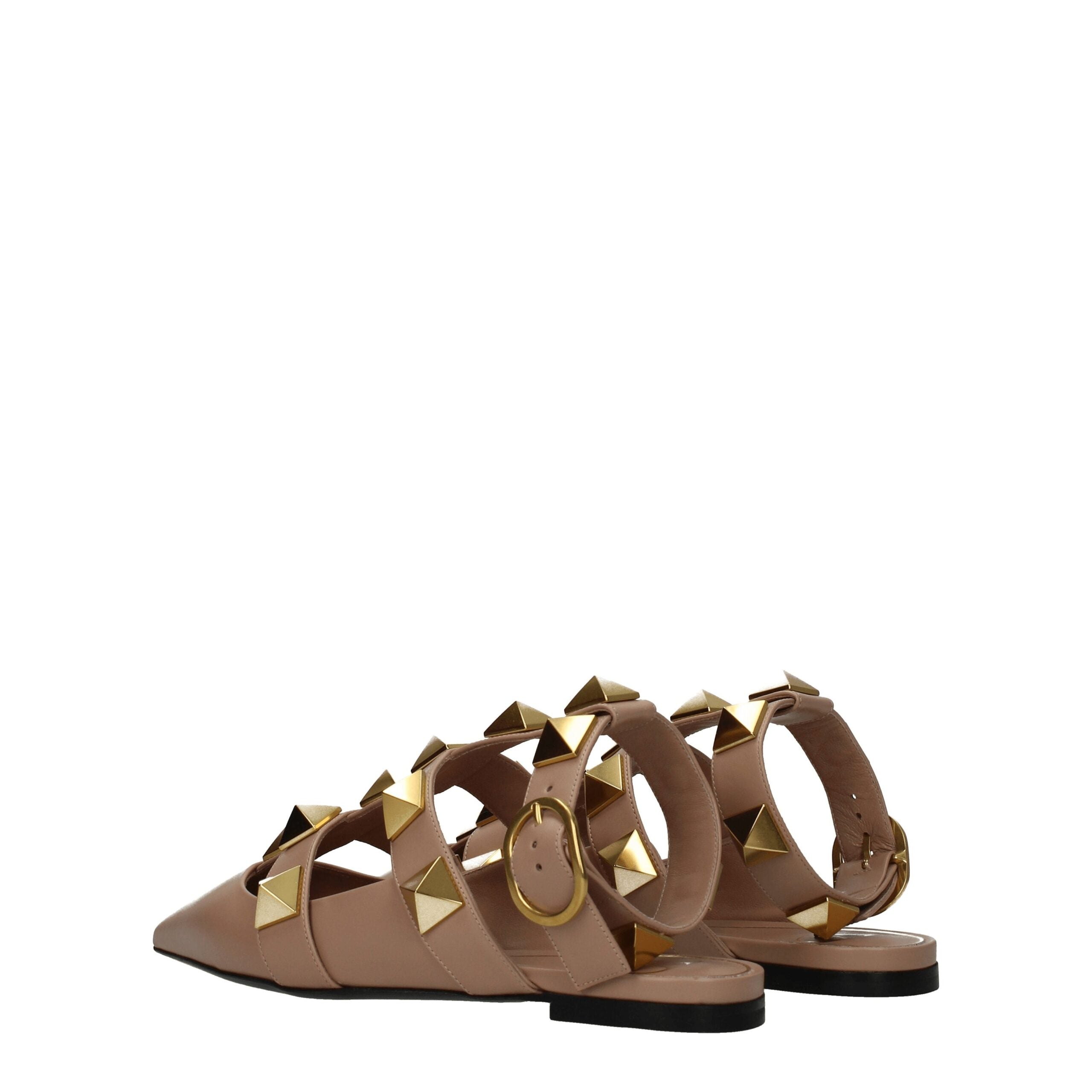 Valentino Garavani Pink Leather Flat Sandals Valentino Garavani