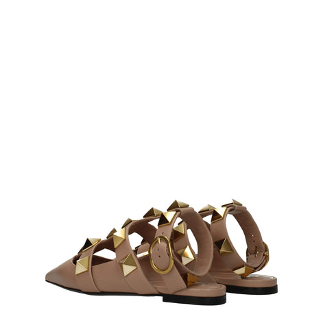 Valentino Garavani Pink Leather Flat Sandals Valentino Garavani