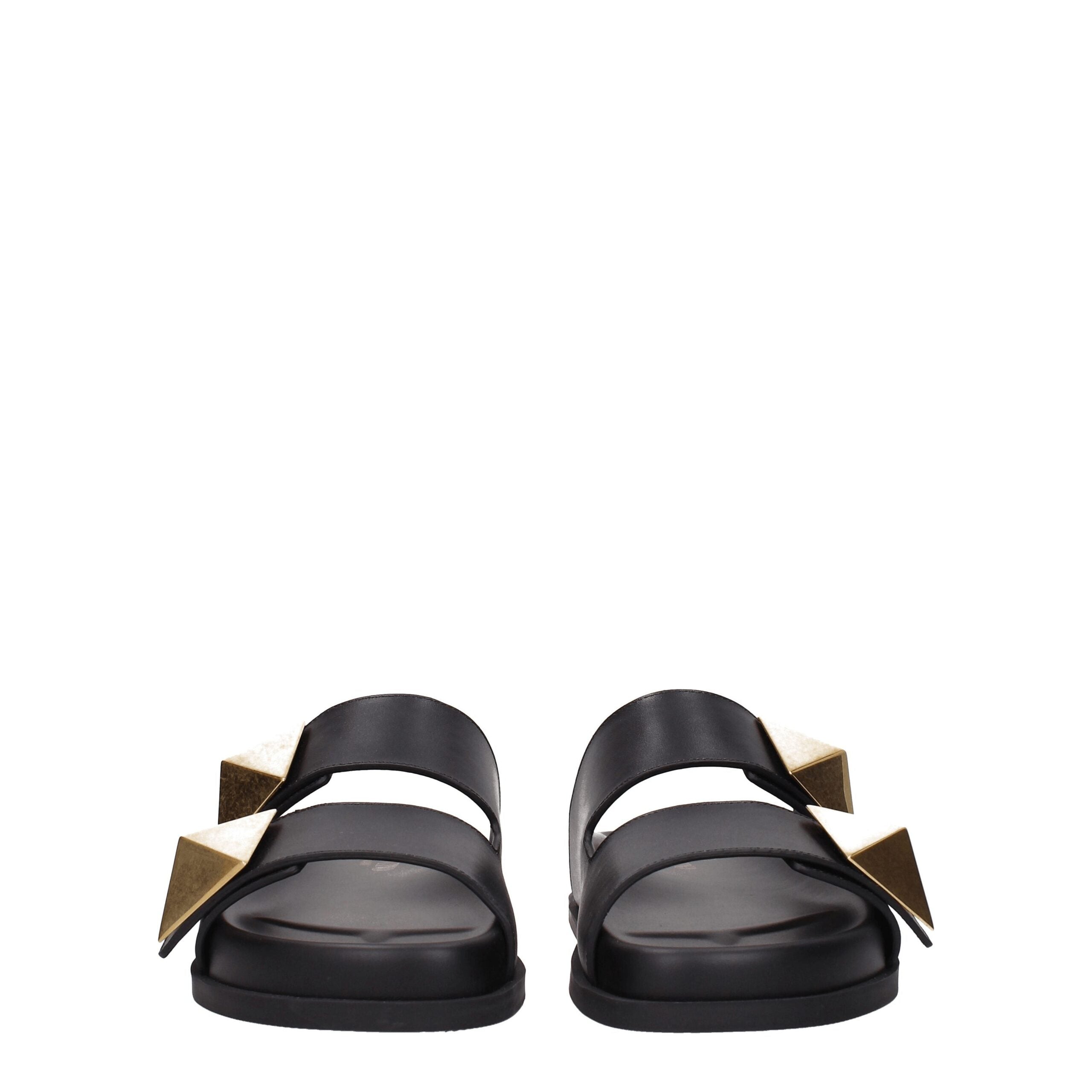Valentino Garavani Black Leather Slippers Valentino Garavani