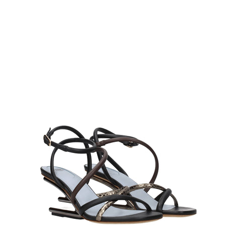 Fendi Multicolor Leather Flat Sandals Fendi