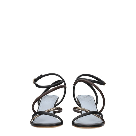 Fendi Multicolor Leather Flat Sandals Fendi