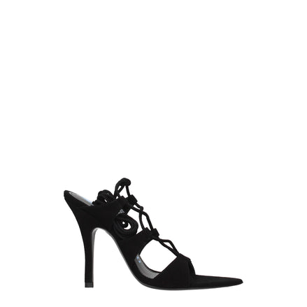 The Attico Black Leather Stiletto Heel Sandals The Attico