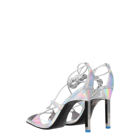 The Attico Gray Leather Stiletto Heel Sandals The Attico