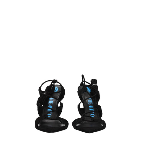 The Attico Black Leather Stiletto Heel Sandals The Attico