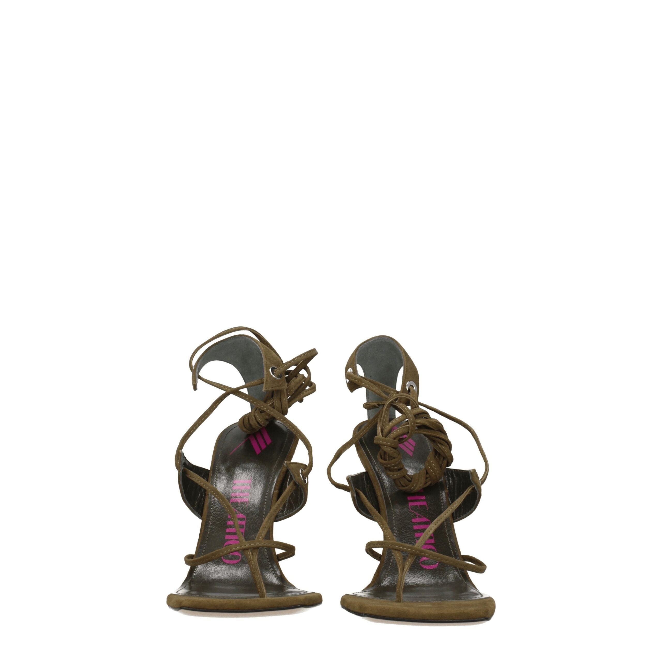 The Attico Green Leather Flip-Flop Sandals The Attico