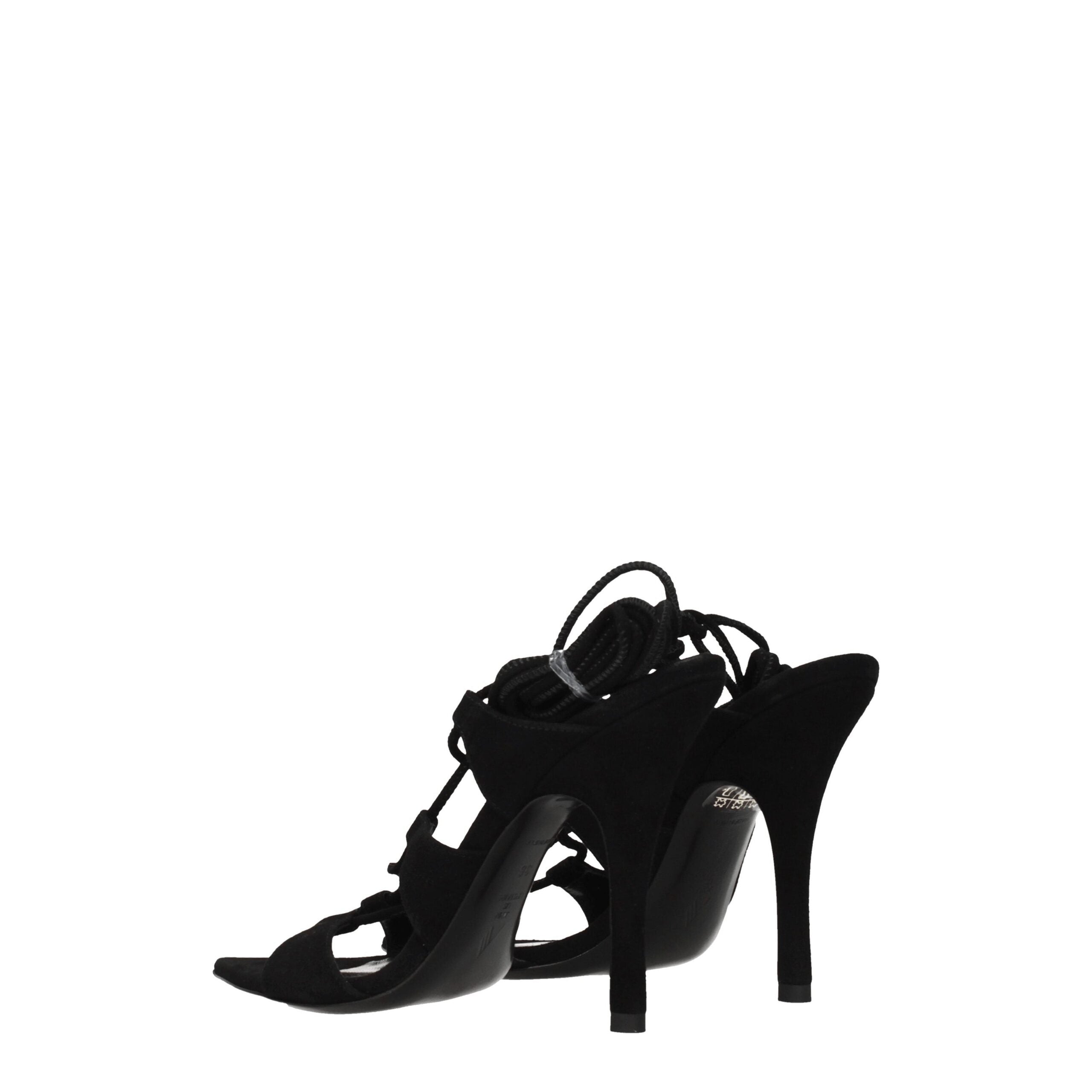 The Attico Black Leather Stiletto Heel Sandals The Attico
