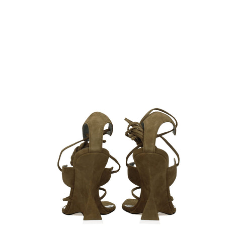 The Attico Green Leather Flip-Flop Sandals The Attico