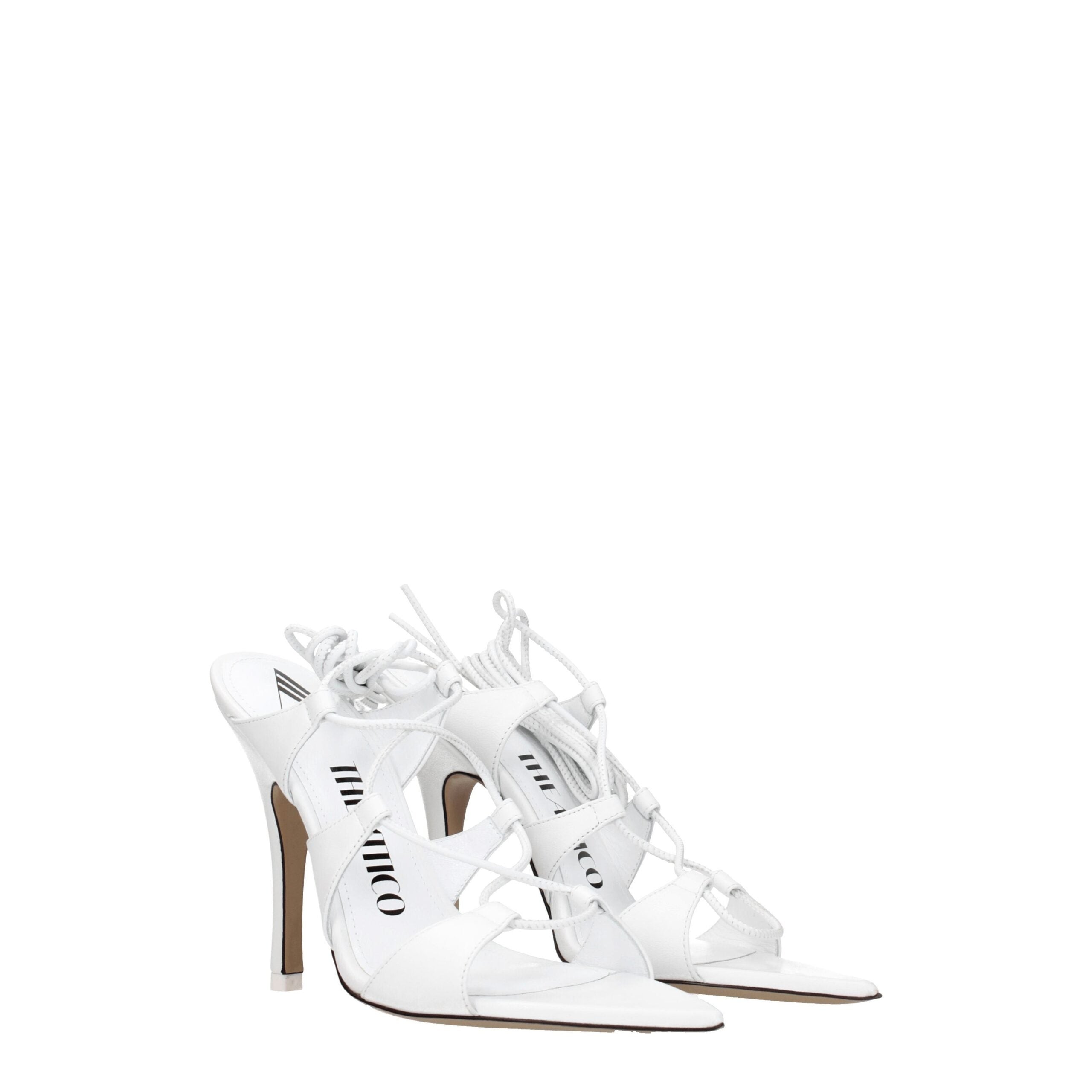 The Attico White Leather Stiletto Heel Sandals The Attico
