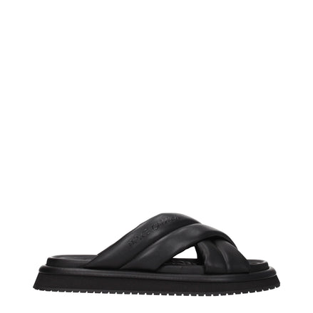 Dolce & Gabbana Black Leather Slippers Dolce & Gabbana