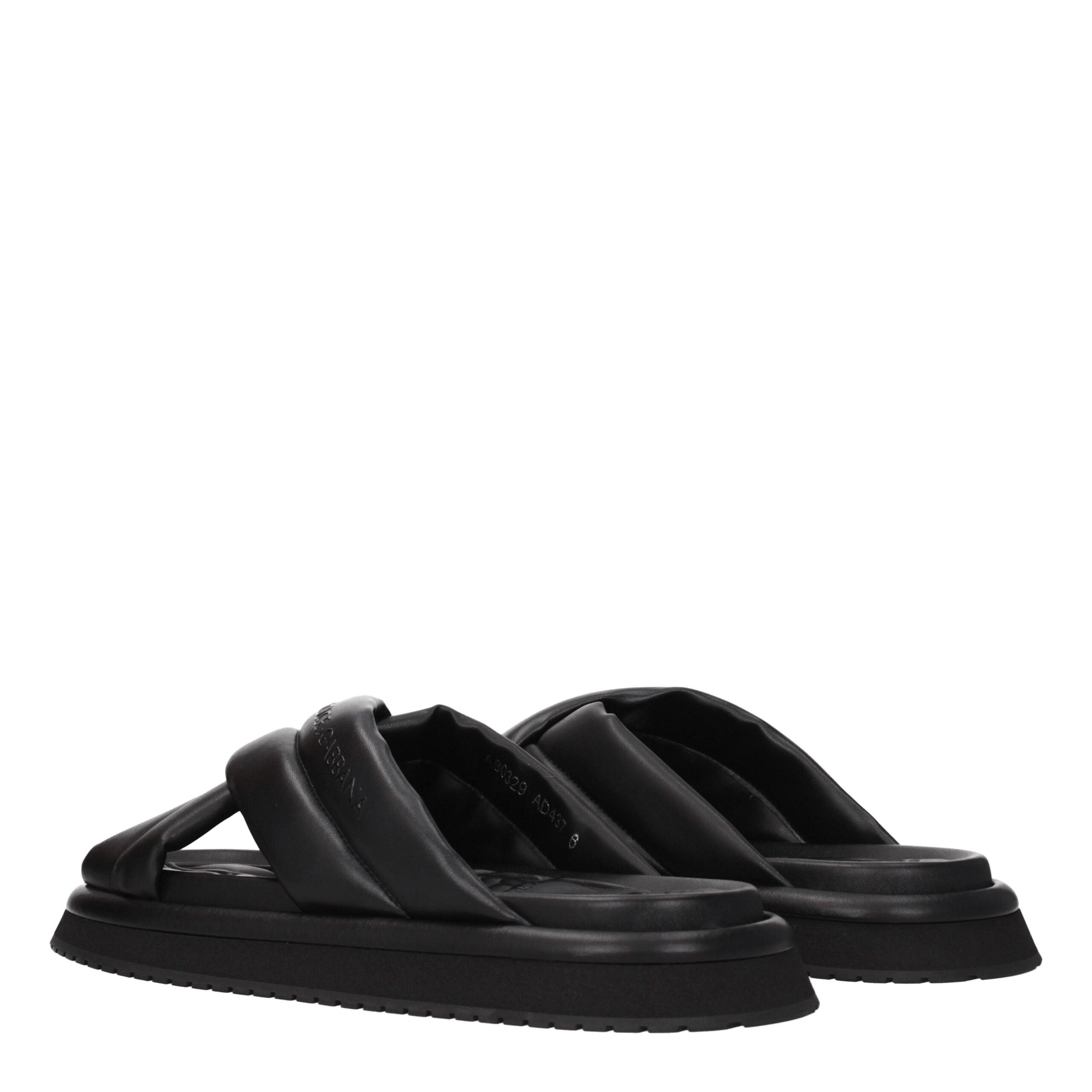 Dolce & Gabbana Black Leather Slippers Dolce & Gabbana