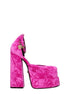 Versace Pink Velvet Platform Sandals Versace