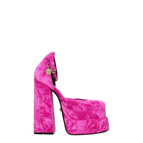 Versace Pink Velvet Platform Sandals Versace